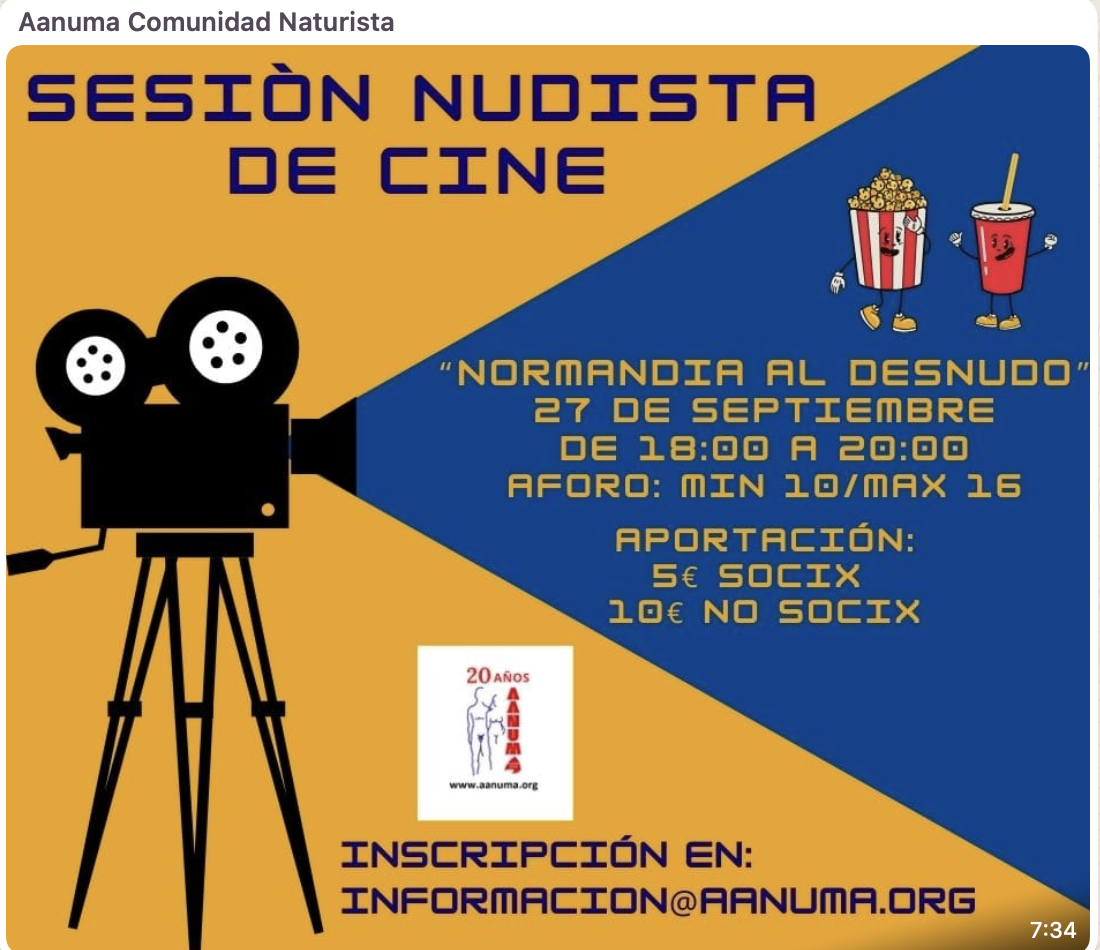 Sesión nudista de Cine- 27 Septiembre 2024