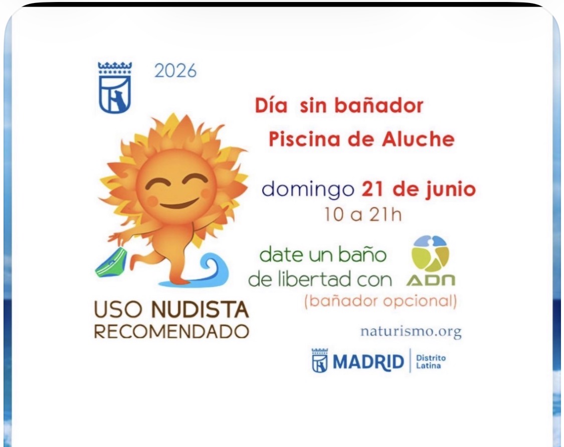 Este domingo vuelvo a disfrutar del 2º Día Sin Bañador del verano en la Piscina de Lago, en la Casa de Campo de Madrid. Una oportunidad para vivir el naturismo con respeto, libertad y naturalidad, compartiendo una experiencia única con quienes desean disfrutar del cuerpo sin prejuicios.
